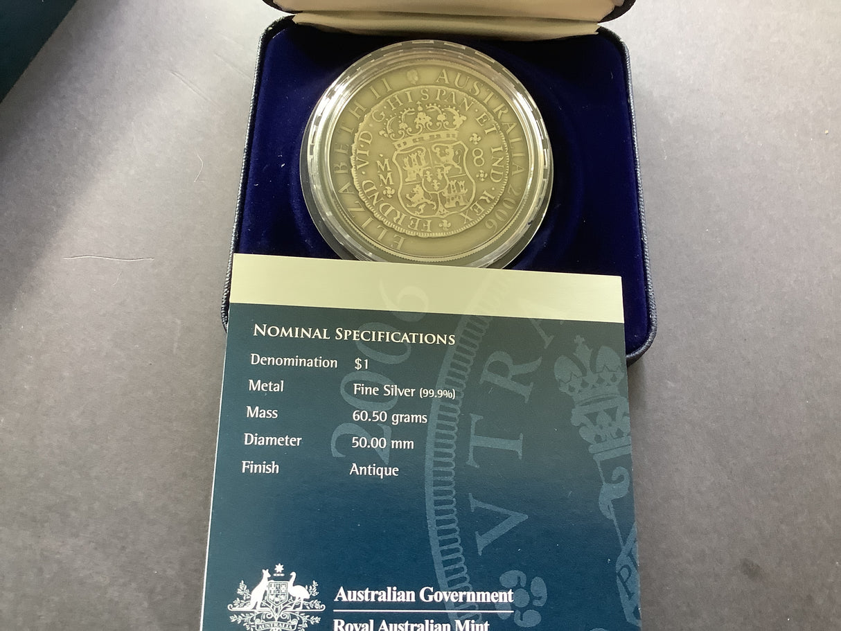 2006 $1 Antique Proof Silver Subscription Coin. 1758 Pillar Dollar.