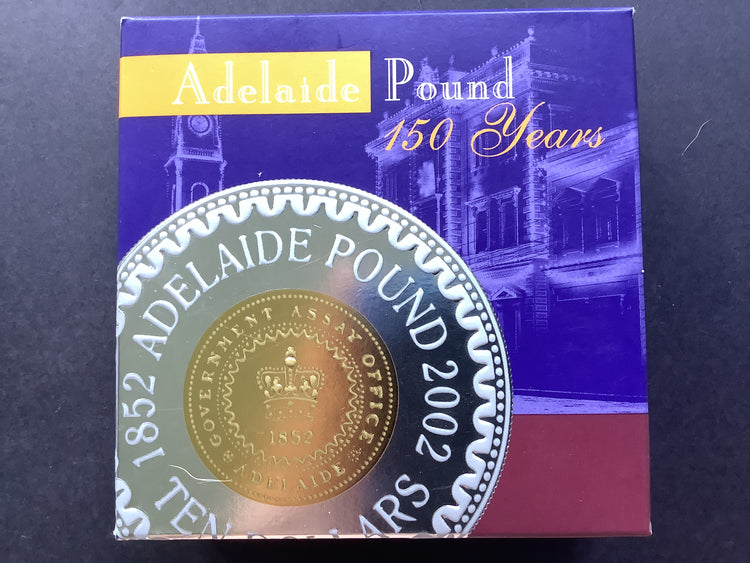 2002 $10 Silver Proof Coin. 150th Anniversary of the Adelaide Pound.