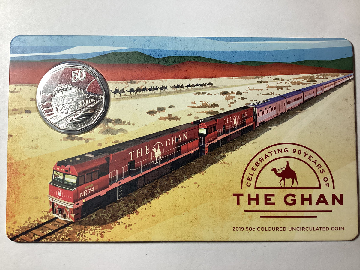 2019 50c The Ghan Coloured Uncirculated Carded Coin