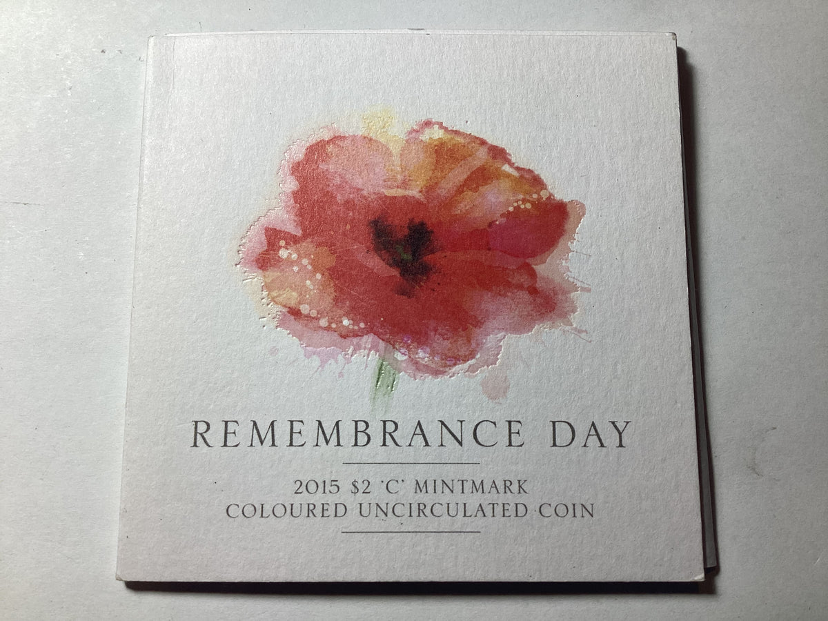2015 $2 Remembrance Day 'C' Mintmark Uncirculated Carded Coin