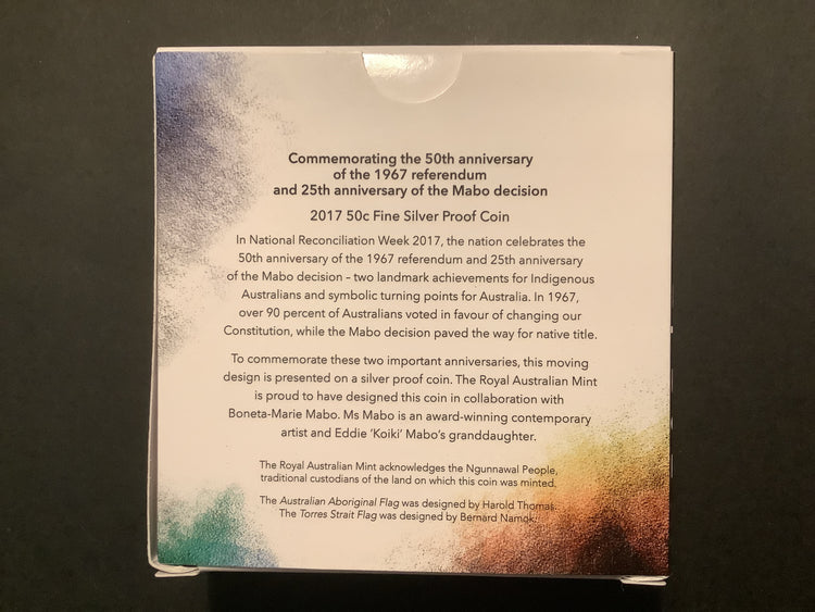 2017 50c Fine Silver Proof Coin. Pride and Passion 25th anniversary of Mabo.