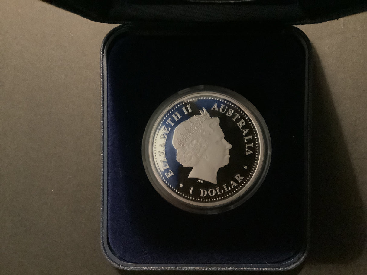 2008 $1 Australian Antarctic Territory 1oz Silver Coin. Humpback Whale.