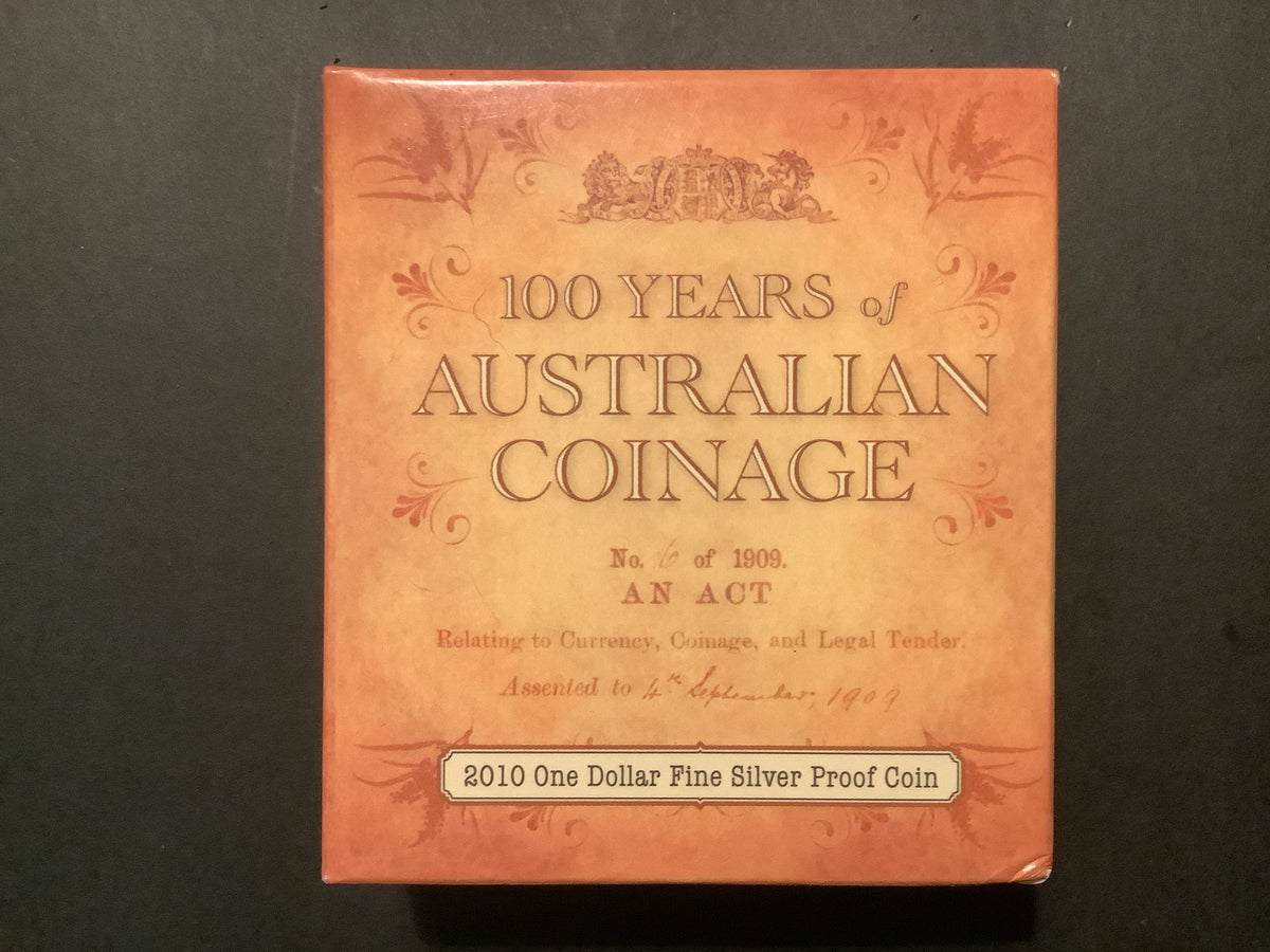 2010 $1 Fine Silver Proof Coin. 100 Years of Australian Coinage.