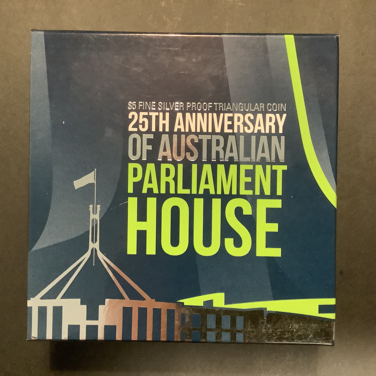 2013 $5 Silver Proof Triangular Coin. 25th Anniversary of Parliament H ...