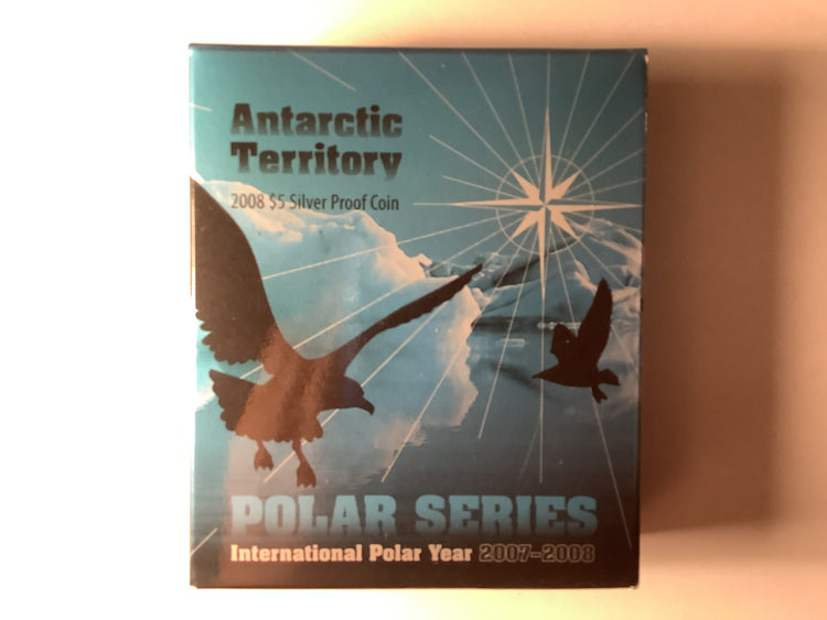 2008 Polar Series. Antarctic Territory $5 Silver Proof Coin