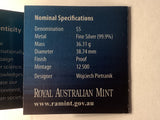 2008 Polar Series. Antarctic Territory $5 Silver Proof Coin