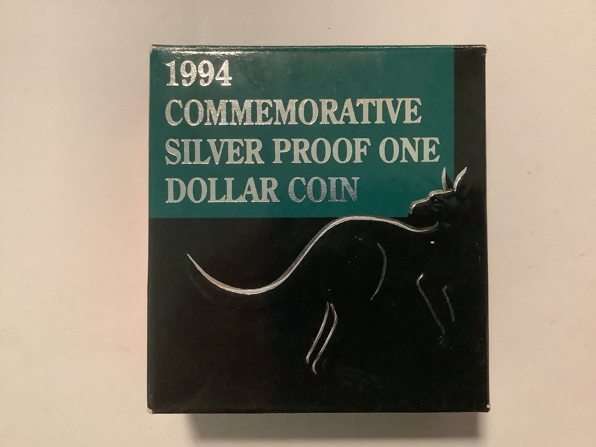 1994 Commemorative Silver Proof $1 Dollar Kangaroo Coin.