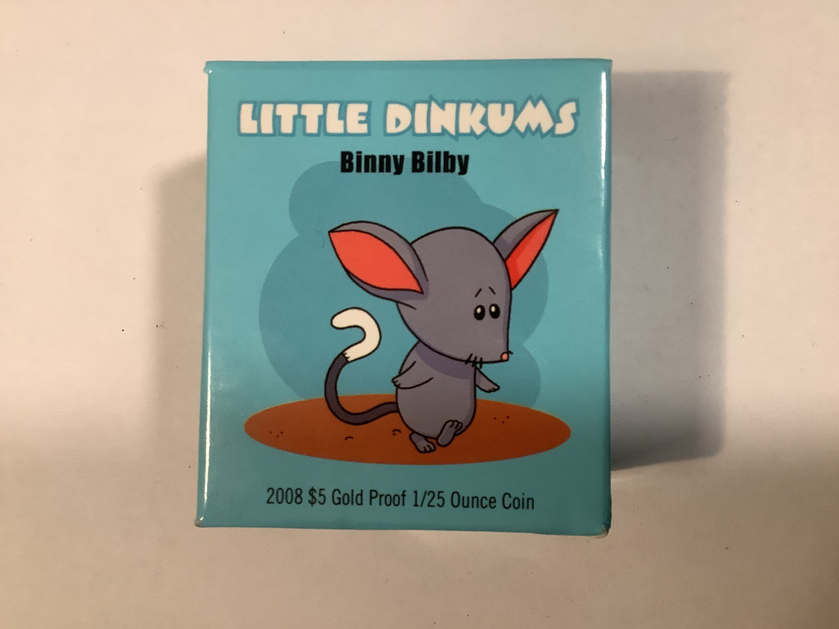 2008 Little Dinkums Binny Bilby $5 Gold Proof 1/25 Ounce Coin.