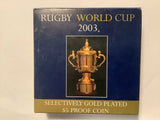 2003 Rugby World Cup Selectively Gold Plated $5 Silver Proof Coin.