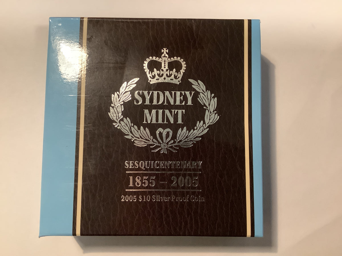2005 $10 Silver Proof Coin. Sydney Mint Sesquicentenary 1855-2005