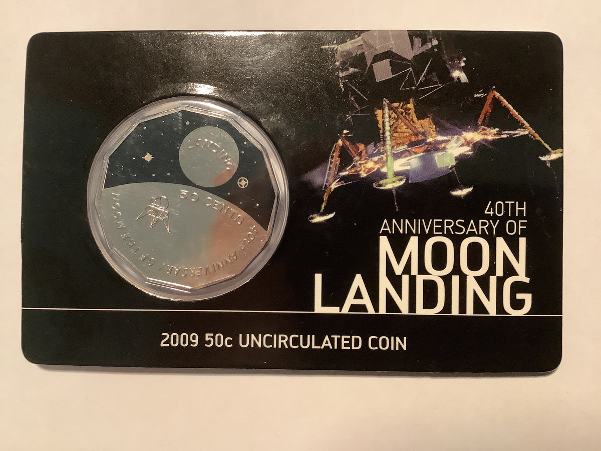 2009 40th Anniversary of Moon Landing 50c carded coin.