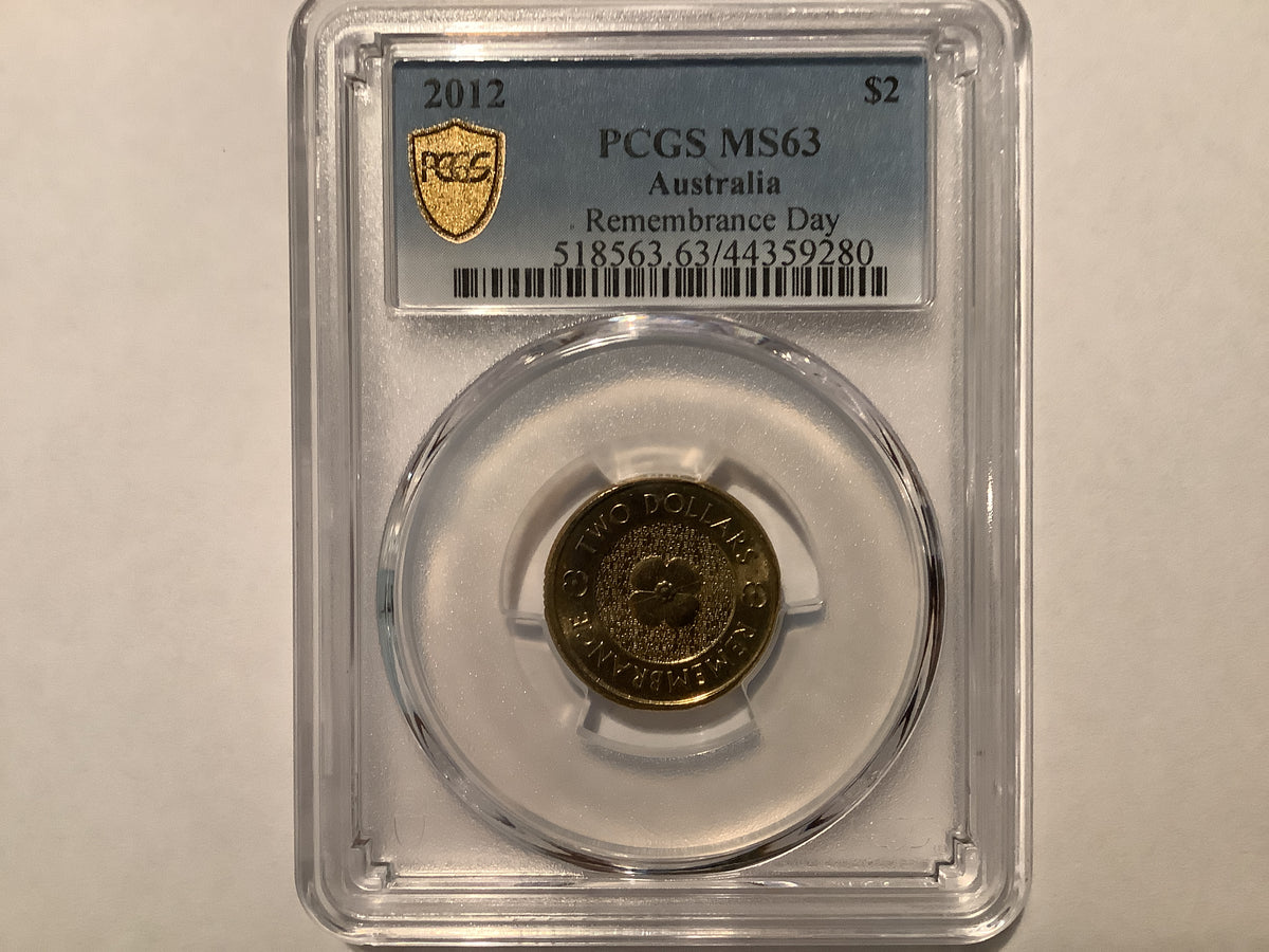 2012 $2 Remembrance Gold Poppy PCGS MS63