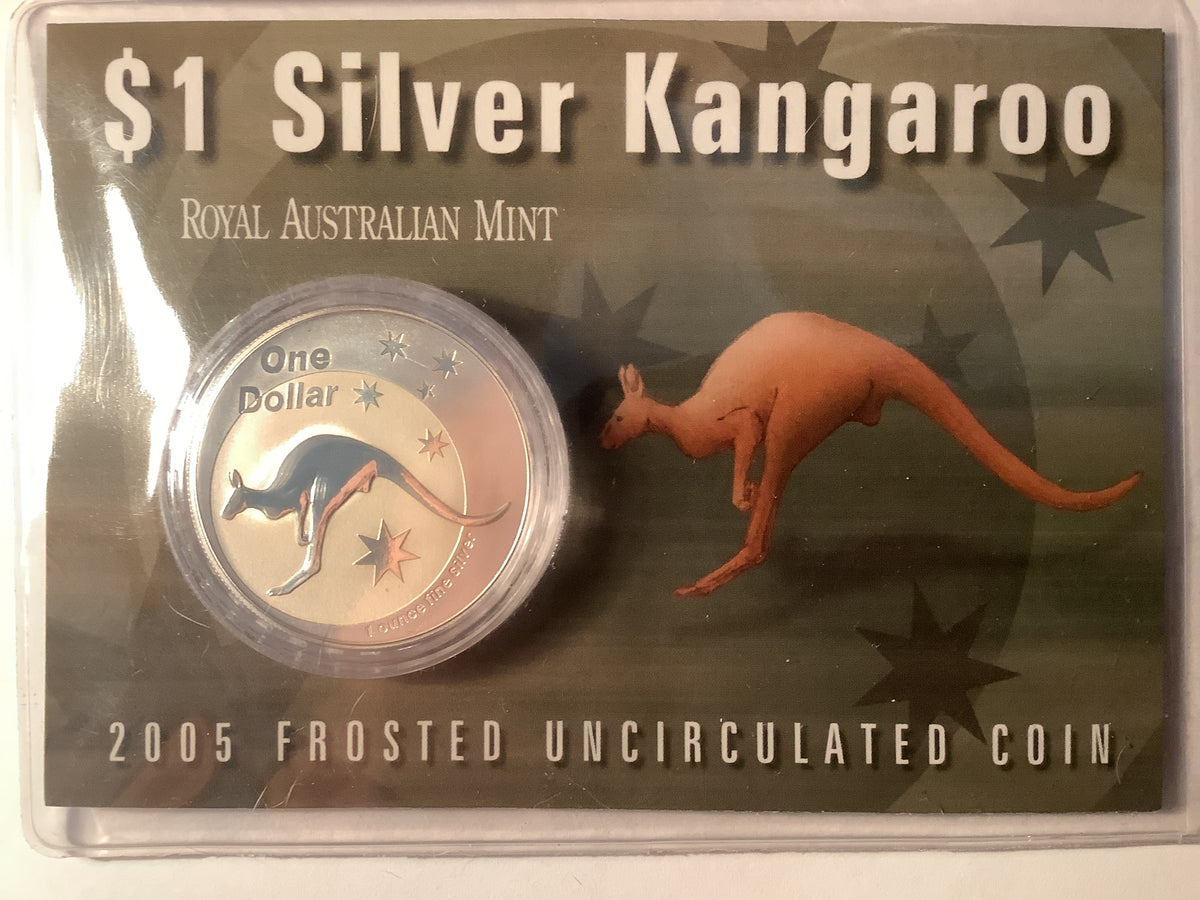 2005 $1 Silver Frosted Kangaroo