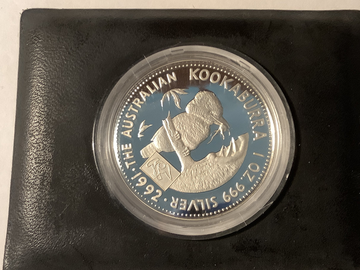 1992 $1 Silver Proof Kookaburra with Eagle Privy Mark.