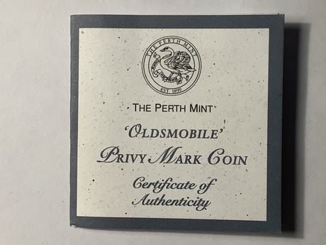 1997 $1 Silver Proof Kookaburra Oldsmobile 100th Anniversary Privy.