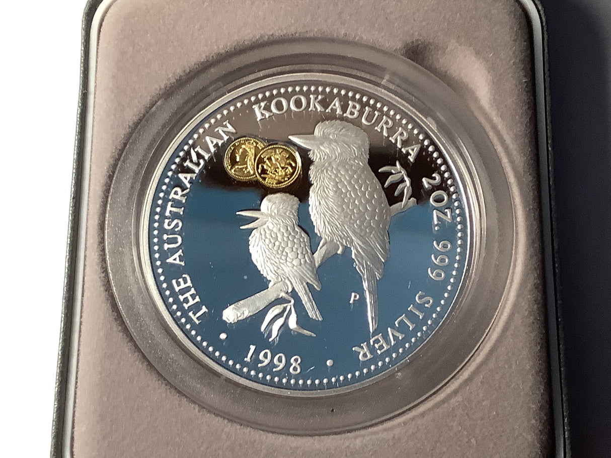 1998 $2 Silver Proof Kookaburra with Gold Jubilee Sovereign Privy Mark.
