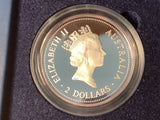 1998 $2 - 2 Ounce Silver Proof Kookaburra.