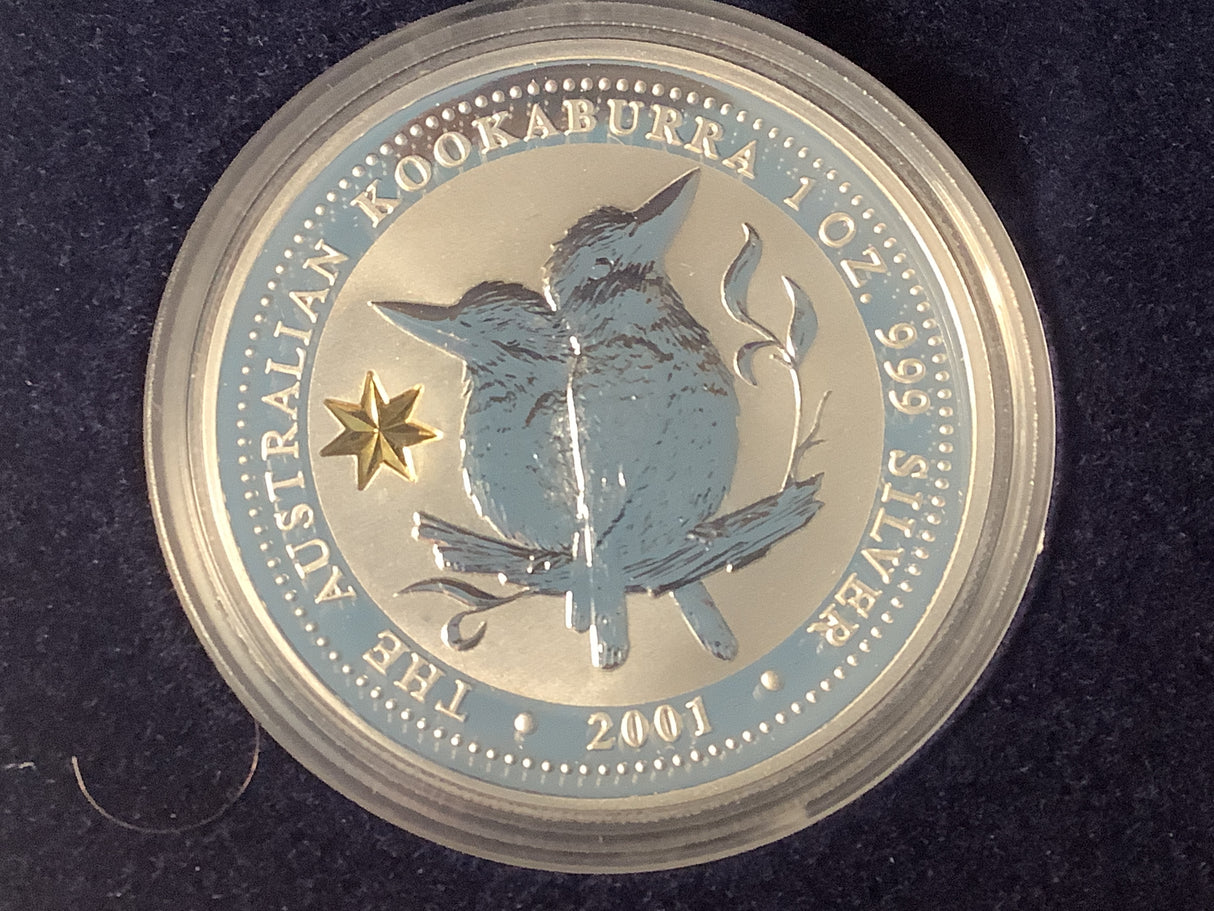 2001 $1 Kookaburra with Gold Star (COF) Privy. Silver Proof Coin