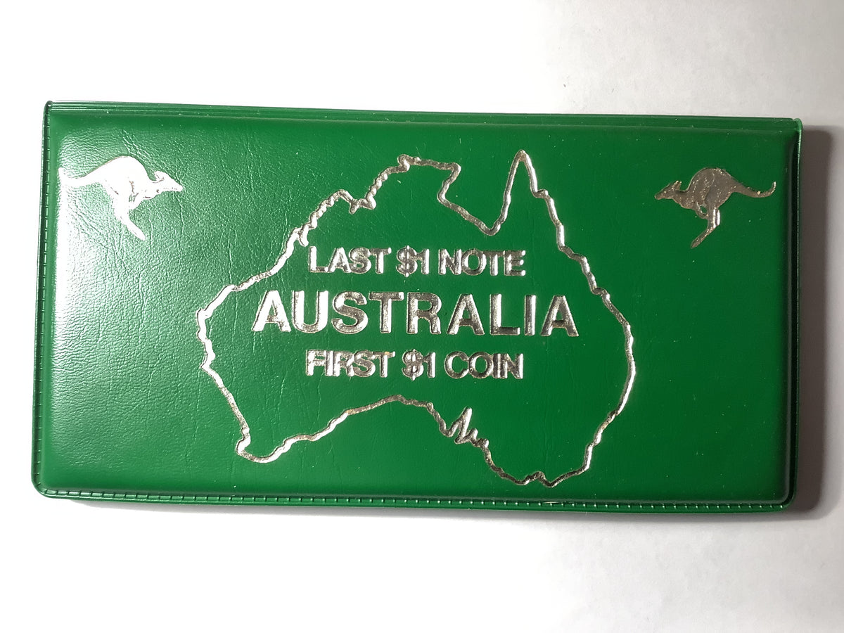 1984 Australia Last $1 Note First $1 Coin in Wallet.