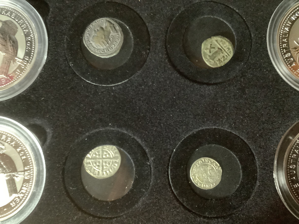 2000 Ancient Coins Privy Mark Series Set. 4 x 2 ounces coins, plus 4 historic coins.