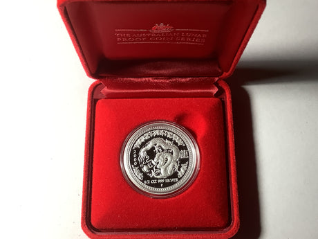 2000 Australian Proof Lunar Silver. 1/2 ounce silver coin. Dragon