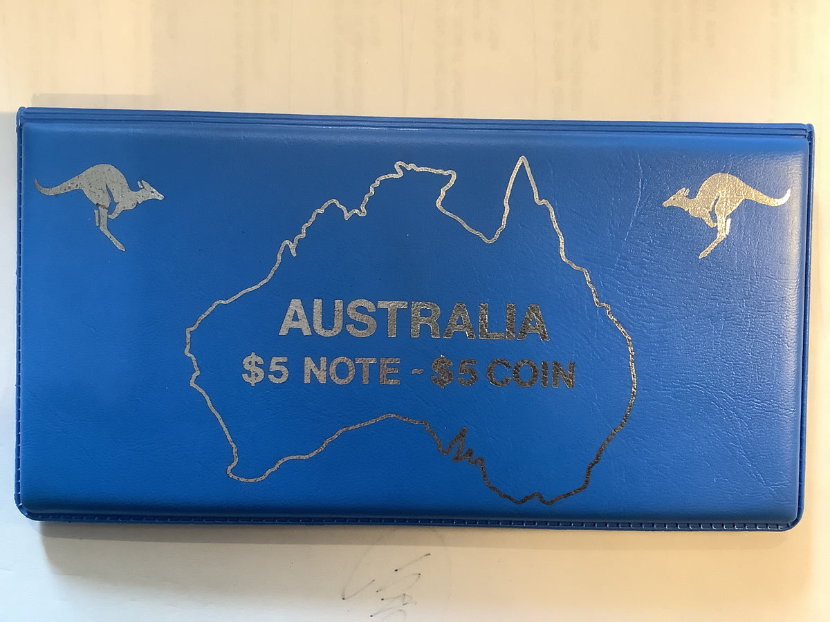 1990 $5 Note $5 Coin Set.