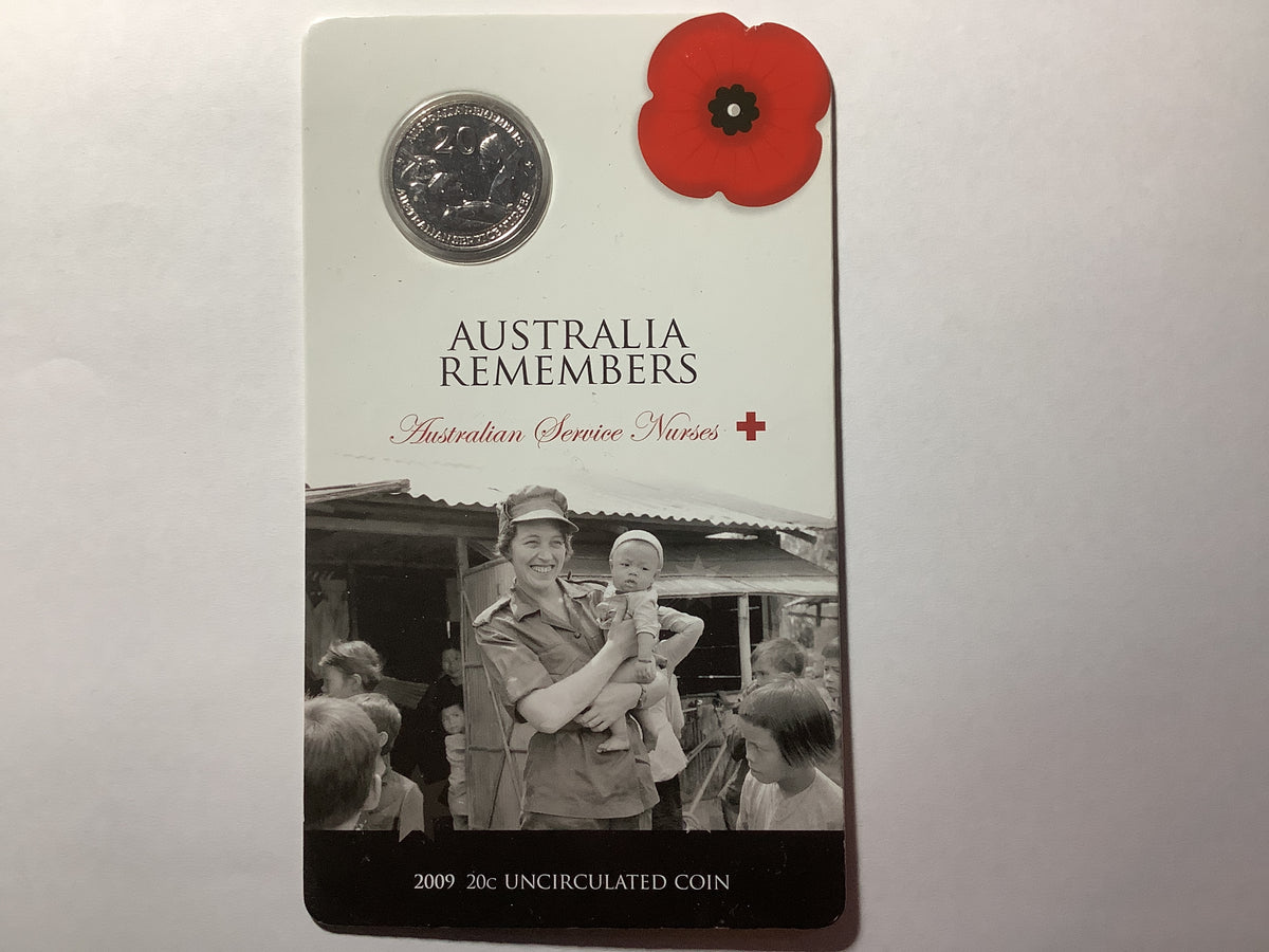 2009 20c Uncirculated Coin. Australia Remembers Australian Service Nurses.