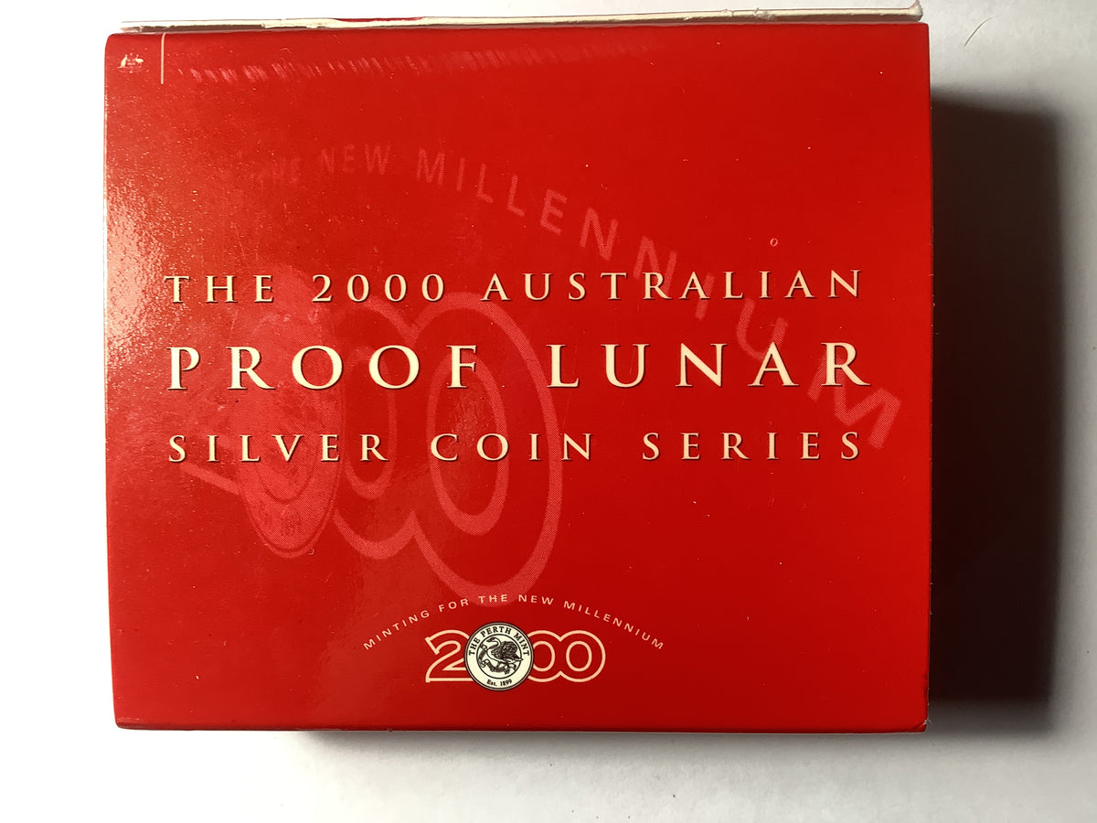 2000 $2 Australian Proof Lunar Silver Coin Series. Year of the Dragon 2-ounce Silver coin.