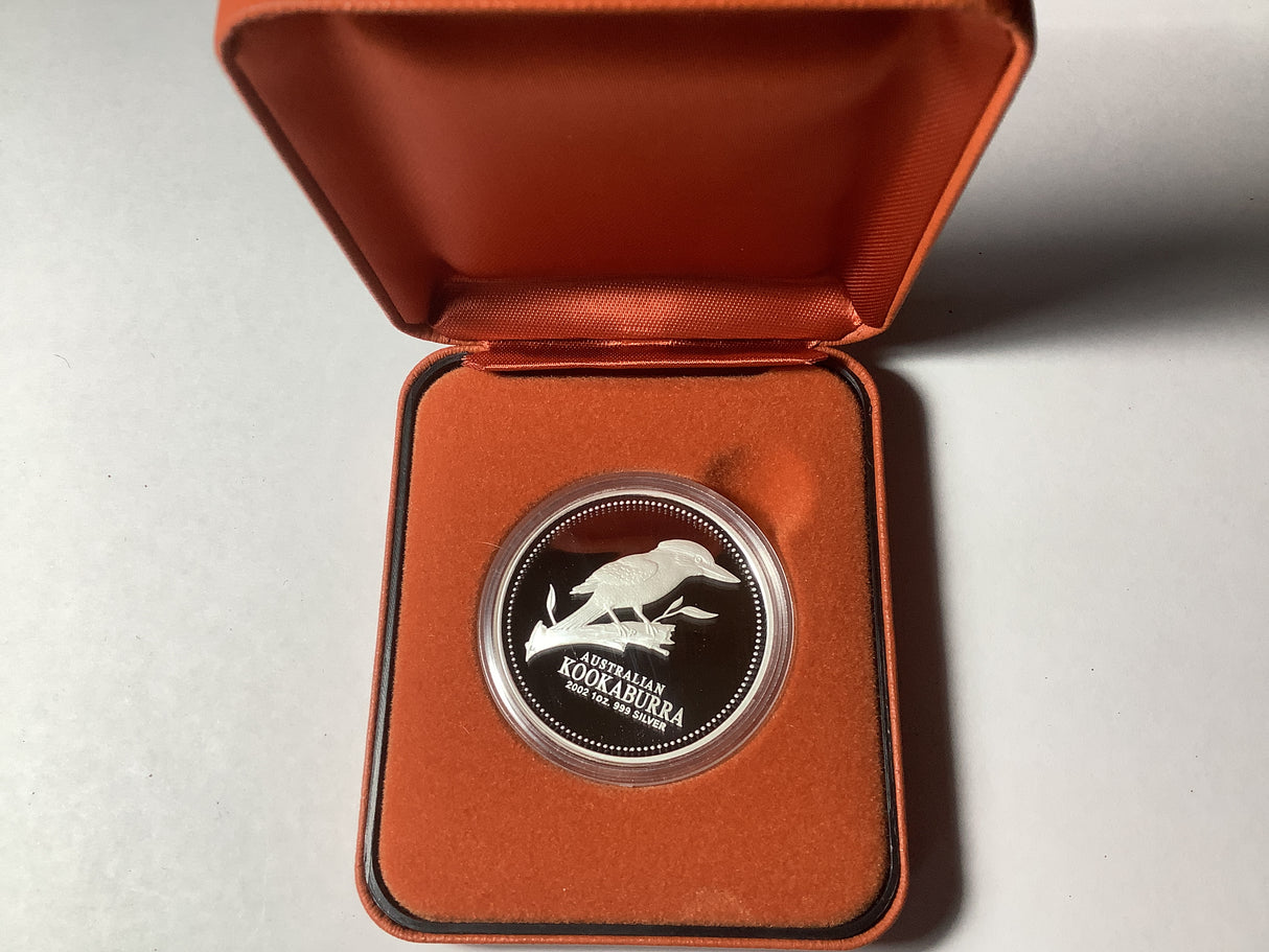 2002 $1 The Australian Kookaburra Proof Issue 1 Ounce Silver Coin.