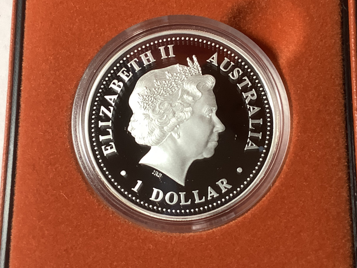 2002 $1 The Australian Kookaburra Proof Issue 1 Ounce Silver Coin.