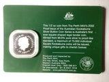 2002 50c The Australian Kookaburra 1/2 ounce Silver Proof Square Coin.