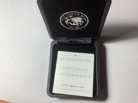 2003 50c The Australian Kookaburra 1/2-ounce silver Square Proof Coin.