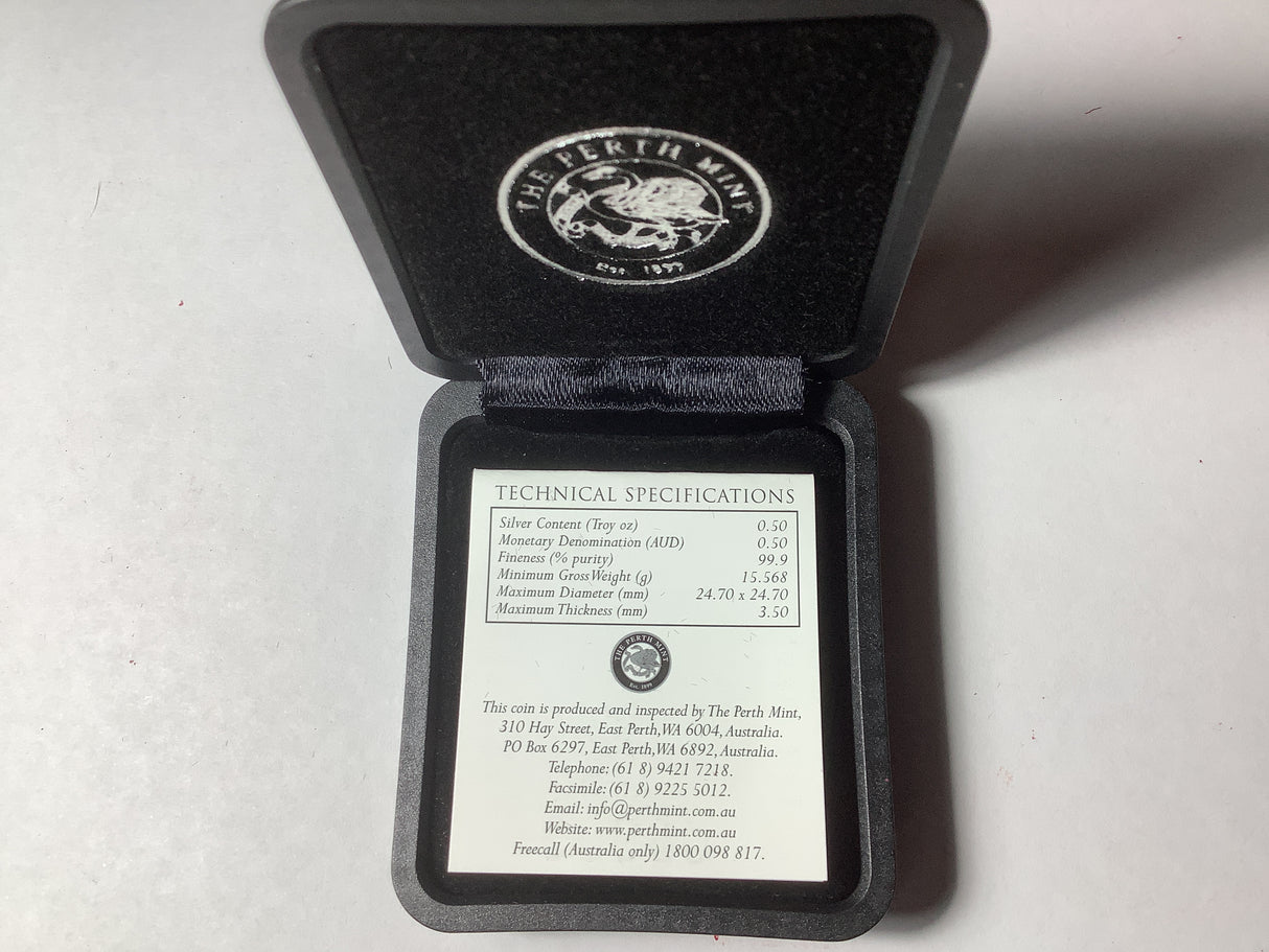 2003 50c The Australian Kookaburra 1/2-ounce silver Square Proof Coin.