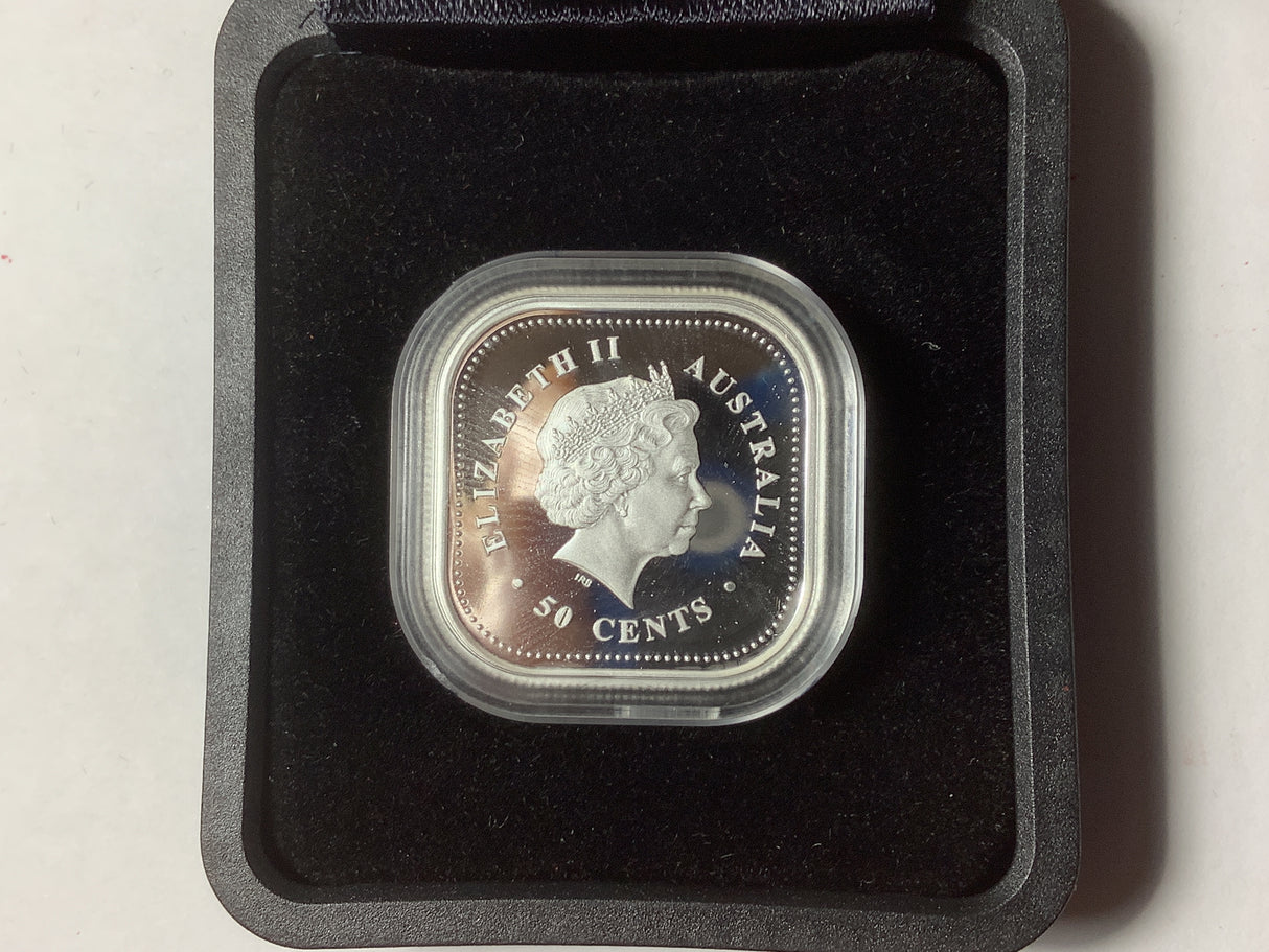 2003 50c The Australian Kookaburra 1/2-ounce silver Square Proof Coin.