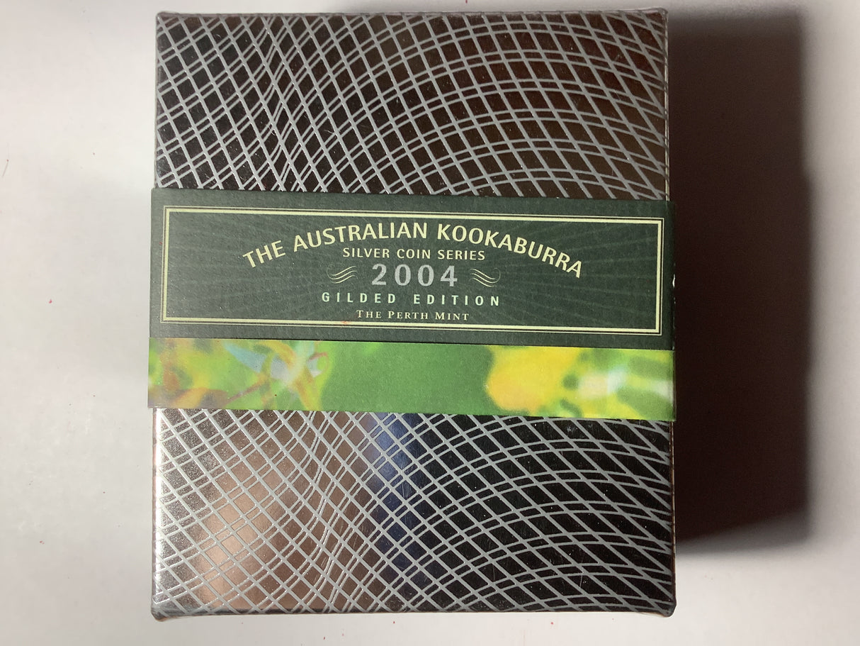 2004 $1 The Australian Kookaburra Silver 1 Ounce Coin Series Gilded Edition.