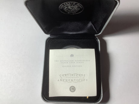 2004 $1 The Australian Kookaburra Silver 1 Ounce Coin Series Gilded Edition.