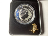 2004 $1 The Australian Kookaburra Silver 1 Ounce Coin Series Gilded Edition.