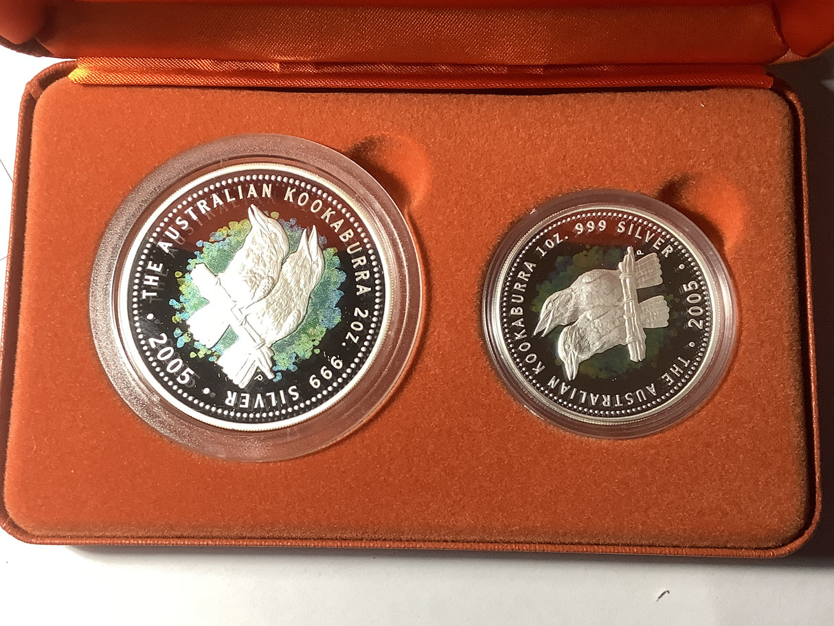 2005 Australian Kookaburra Silver Coin Series Two Coin Silver Set.
