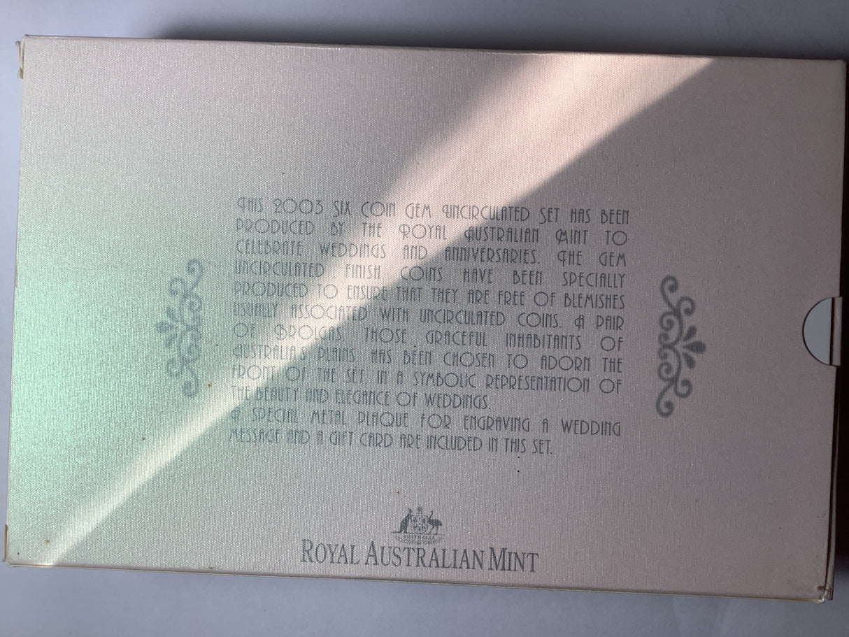 2003 Australian Wedding Uncirculated Coin Set.