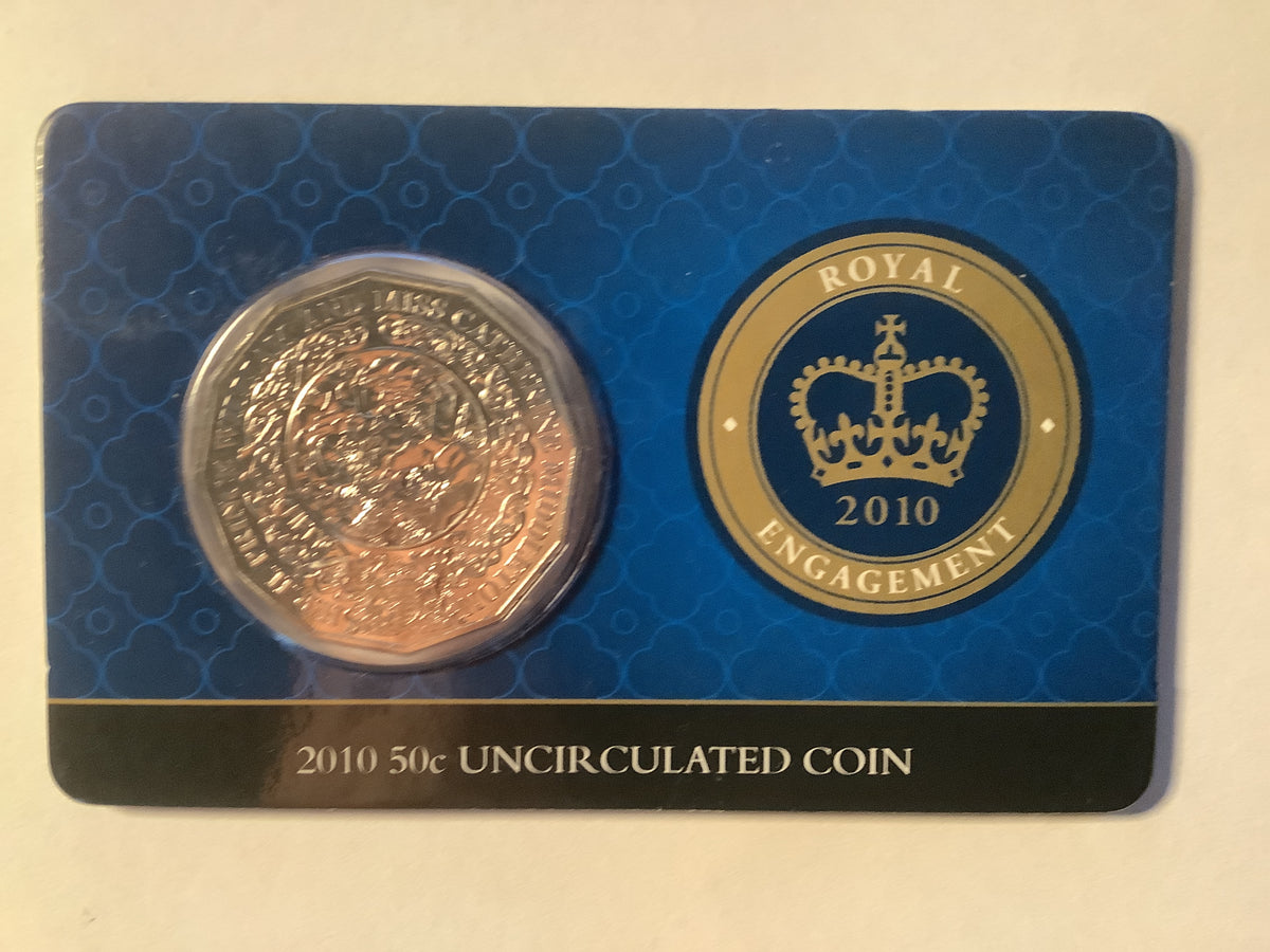 2010 50c Uncirculated Carded Coin. Royal Engagement.