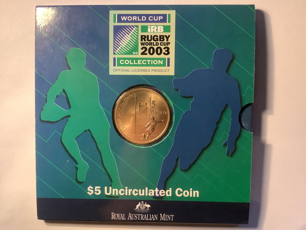 2003 $5 Uncirculated Coin. Rugby World Cup.