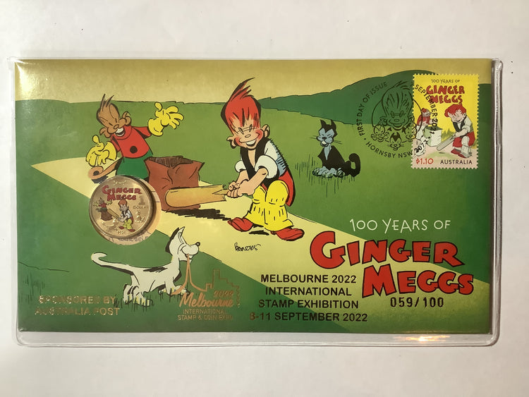 2022 100 Years of Ginger Meggs. Melbourne International Stamp Exhibition. 100 MADE.