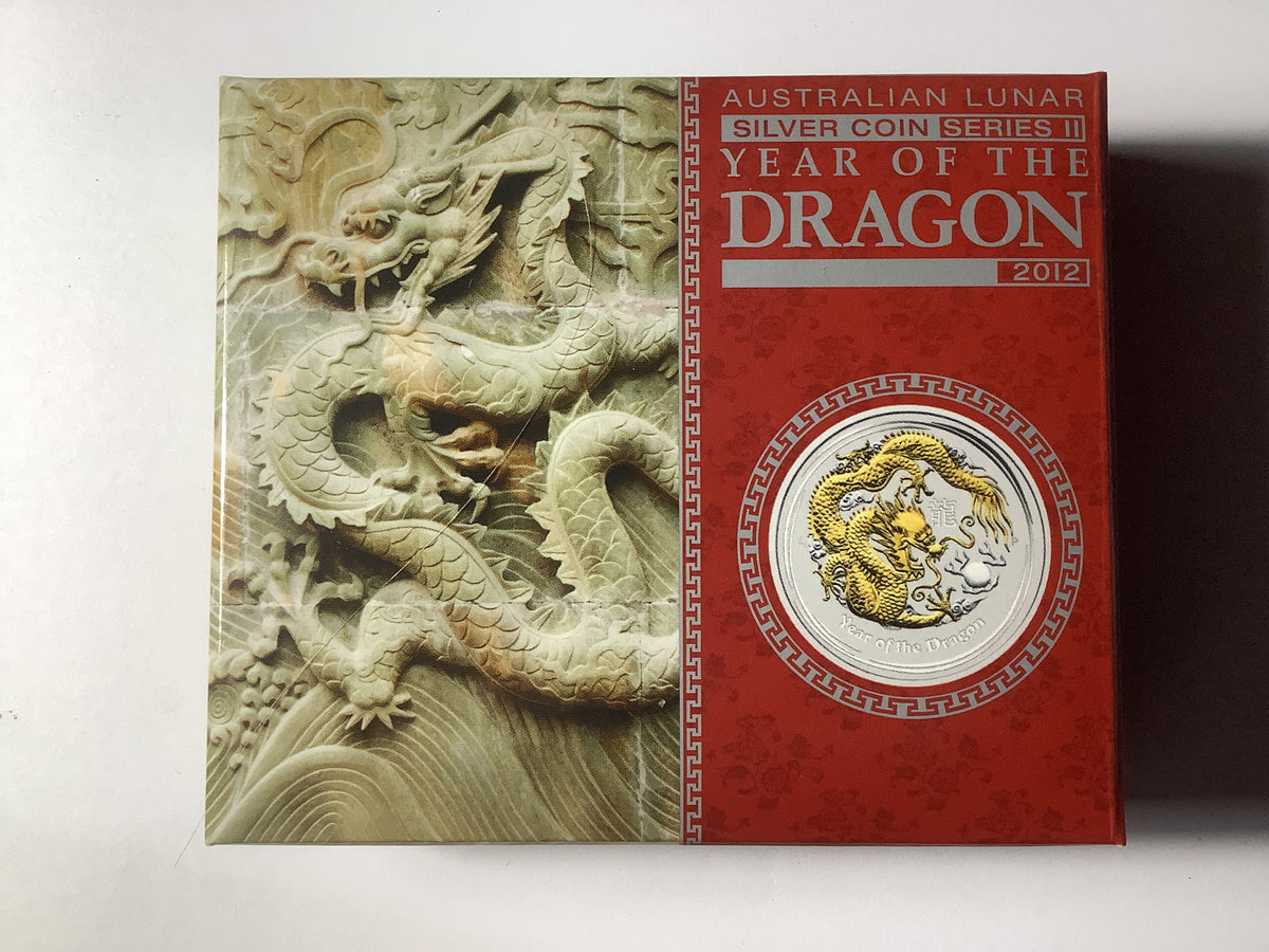 2012 Year of the Dragon 1oz Silver Gilded Edition