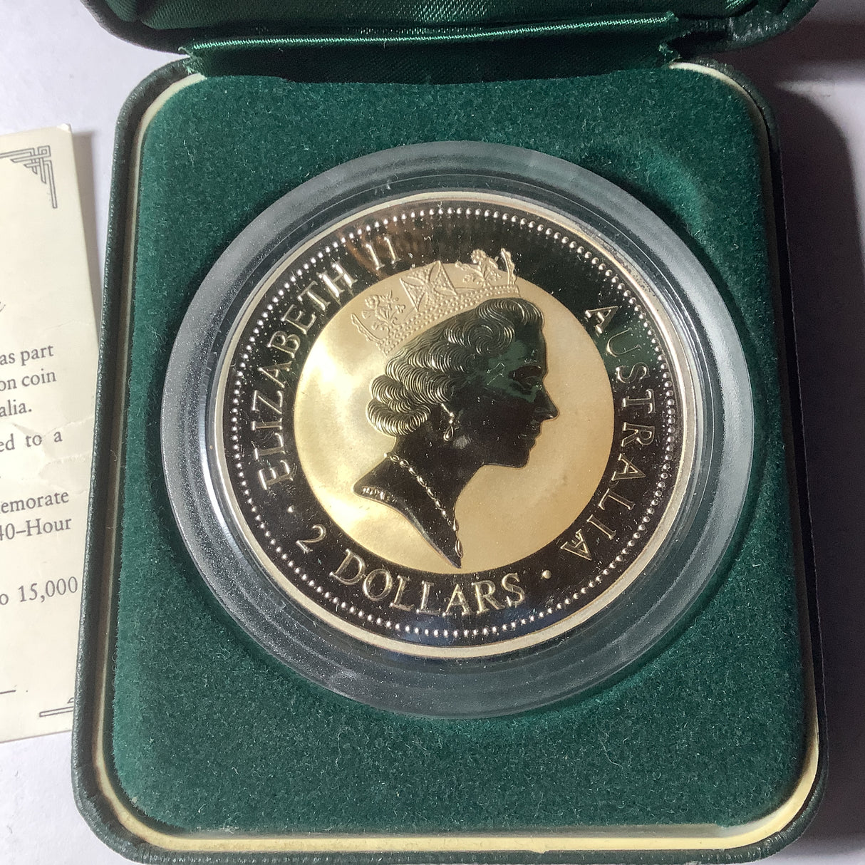 1995 Australian Kookaburra 2oz silver. World Vision Privy Mark