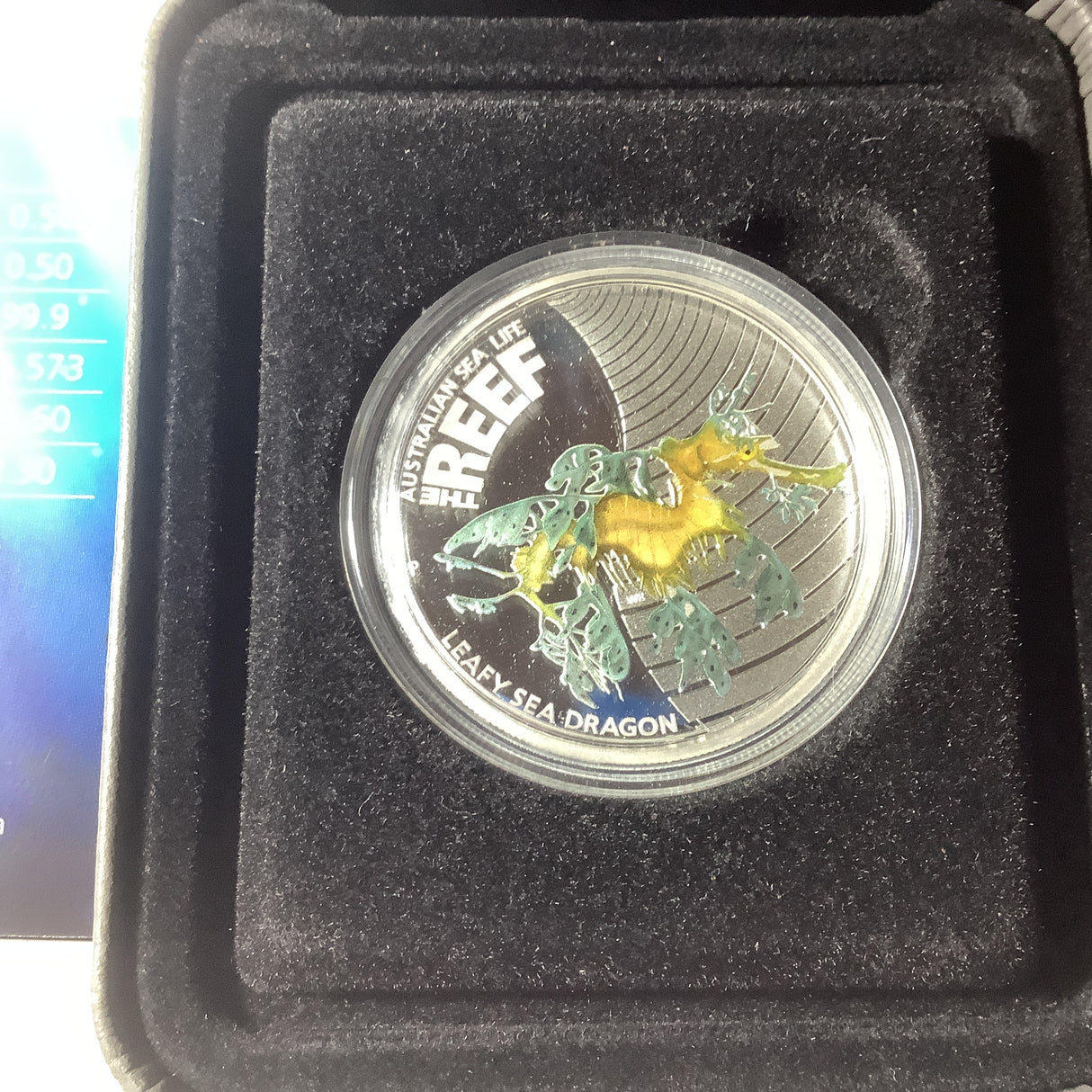 2009 Australian Sea Life The Reef Leafy Sea Dragon 1/2 ounce silver proof coin.