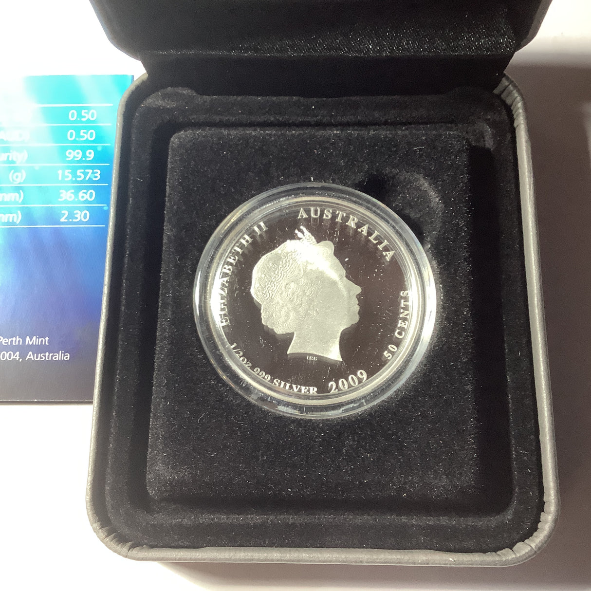 2009 Australian Sea Life The Reef Leafy Sea Dragon 1/2 ounce silver proof coin.