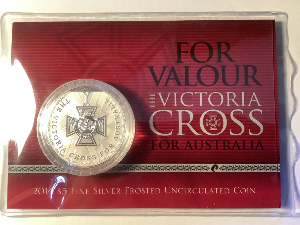 2014 $5 1-ounce Fine Silver Frosted Uncirculated Coin. The Victoria Cross For Valour.