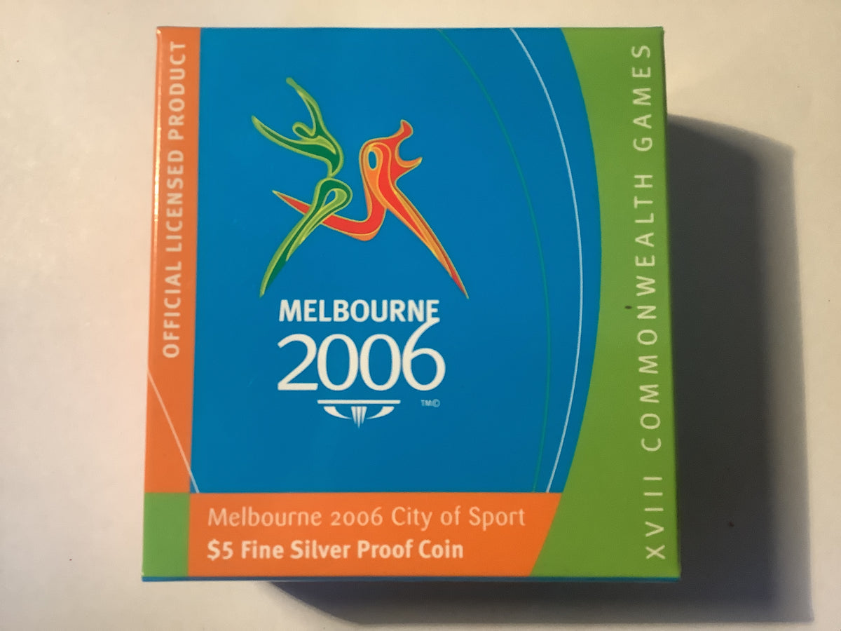 2006 $5 Commonwealth Games Fine Silver Proof. City of Sport.