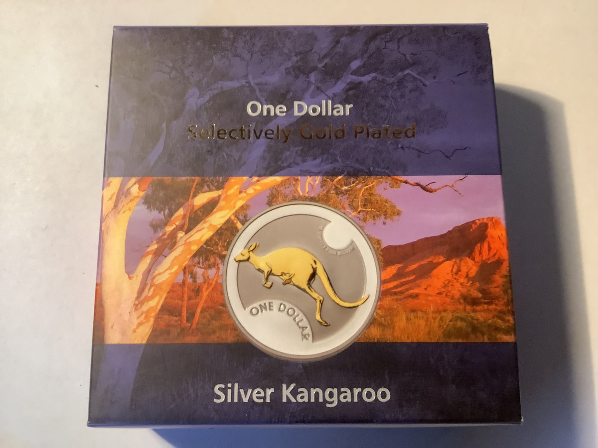 2006 $1 Selectively-Gold Plated Silver Kangaroo.