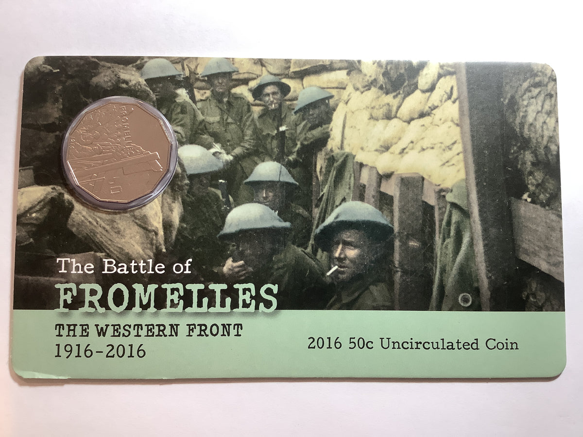 2016 50c The  battle of Fromelles uncirculated carded coin